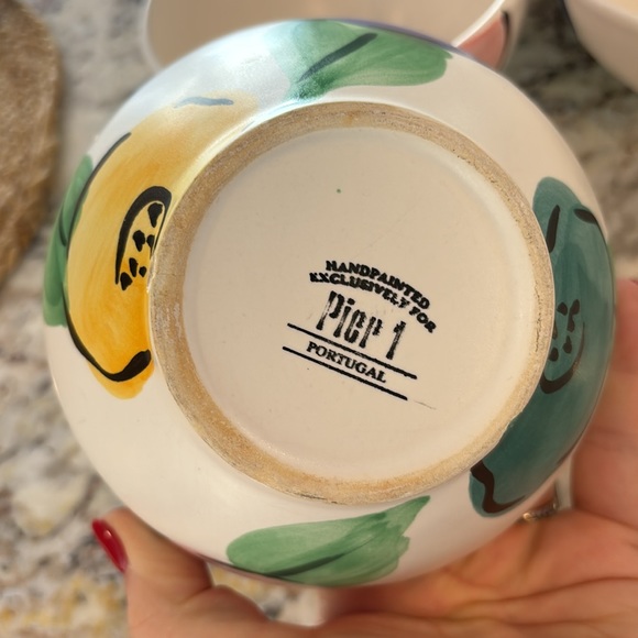 Multicolored floral ceramic Pier 1 bowl set - Picture 6 of 6